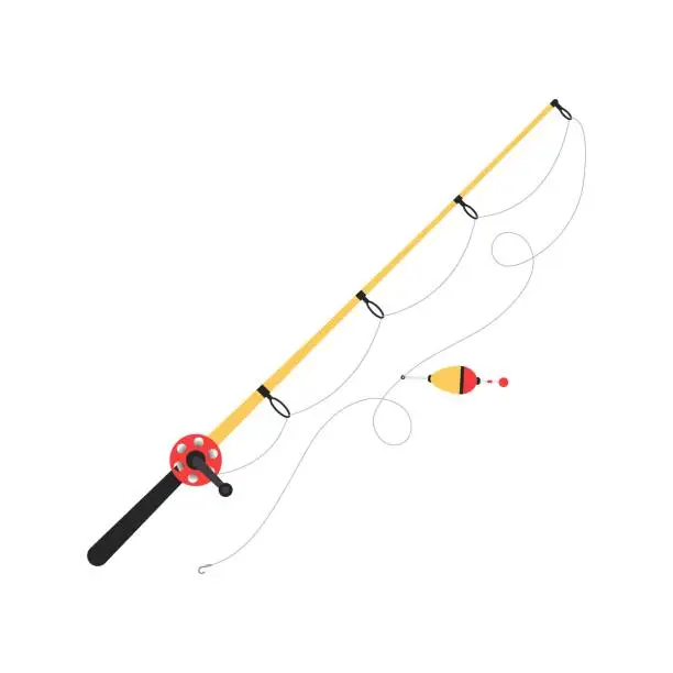 Vector illustration of Fishing rod, fishing tackle, vector illustration