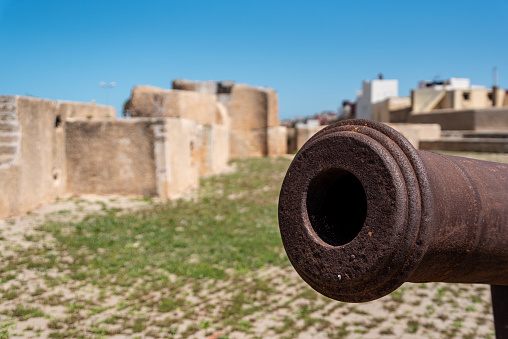 Cannon at the city wall of medieval district of El Jadida, Morocco