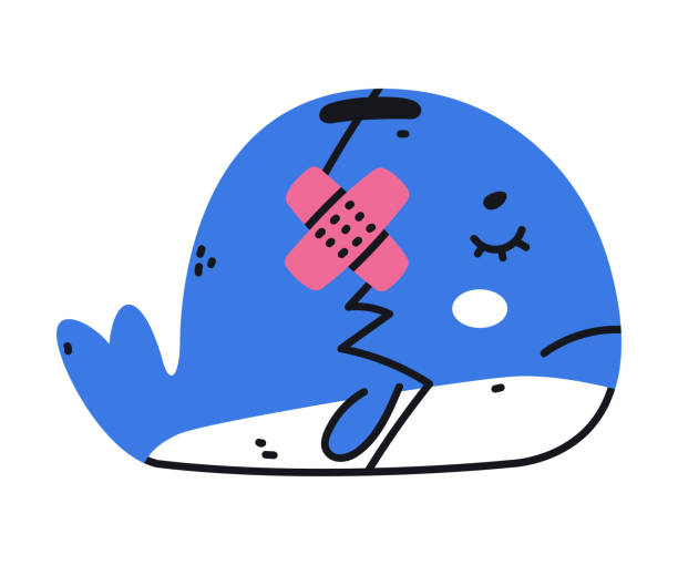 smutna niebieska skarbonka wieloryba jako pojemnik do przechowywania monet ilustracja wektorowa - meal whale mammal animal stock illustrations