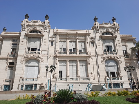 Cairo, Egypt, May 24 2023: The Saffron Zafaran Palace, an Egyptian royal palace built in 1870, The Anglo-Egyptian treaty of 1936 was signed and 1945 Arab league was founded, Saray Al Zaafaran, selective focus