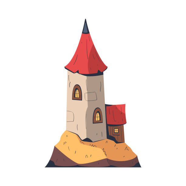 каменная башня или крепость как древняя архитектура средневековья векторная иллюстрация - renaissance period stock illustrations