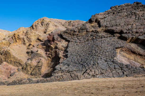 formations rocheuses de ventifact causées par le vent à la pared beach, fuerteventura - volcanic landscape rock canary islands fuerteventura photos et images de collection