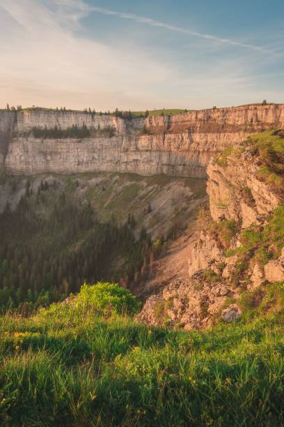 istock Scenic view of green cliffs at golden hour 1502982172