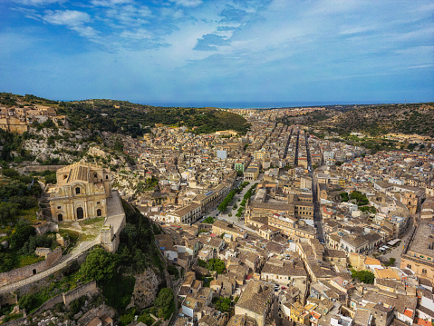 Sunrise  at the old baroque town of Ragusa Ibla in Sicily. Historic center called Ibla builded in late Baroque Style. Ragusa, Sicily, Italy, Europe.