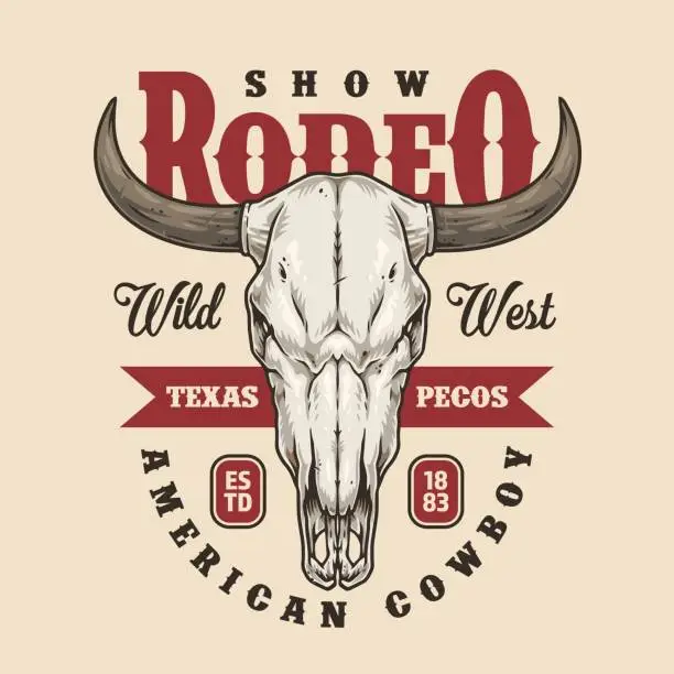 Vector illustration of Rodeo show vintage flyer colorful