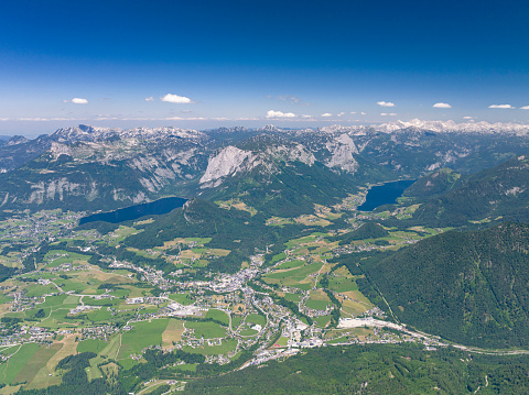 Altaussee, Grundlsee, Bad Aussee Ausseerland, Aerial Panorama, Austrian Alps, Salzkammergut, Austria - Converted from RAW.