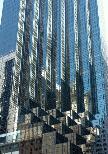 Reflections on a skyscraper in New York City