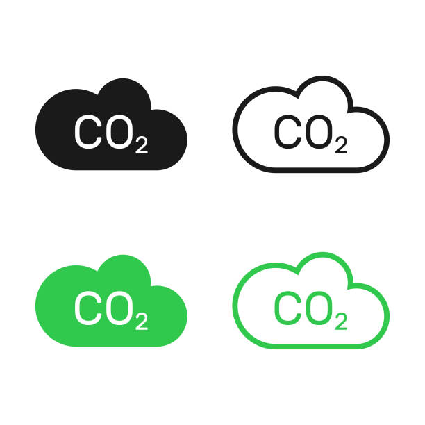 co2, carbon dioxide icon set vector design on white background. - karbondioksit stock illustrations