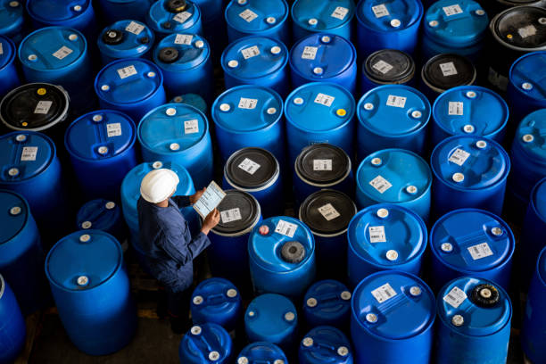 istock Blue-collar worker doing an inventory while working at a chemical plant 1502990322