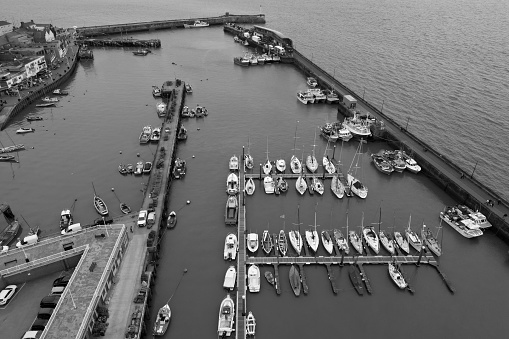 aerial view of bridlington marina, Harbour and North Sea sea front