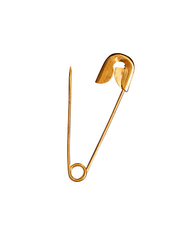 New Golden Safety Pin Isolated On White