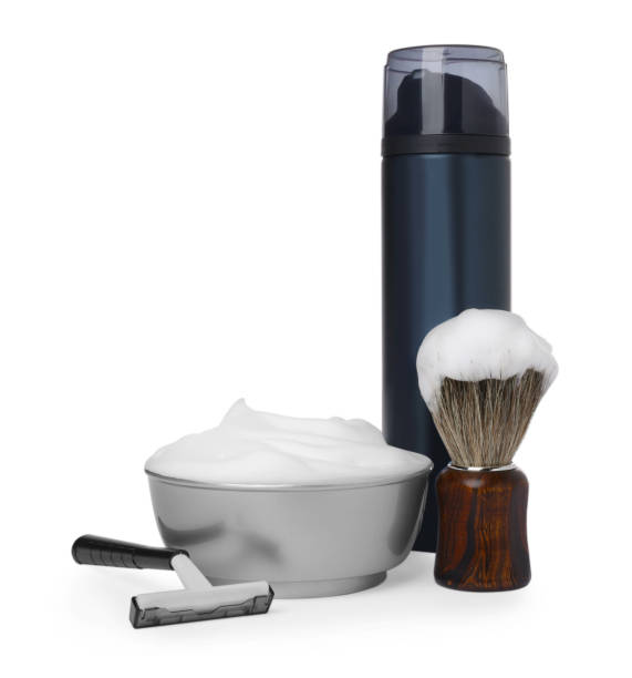 istock Set of men's shaving accessories on white background 1503015469