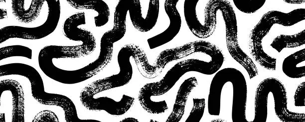 Vector illustration of Bold squiggle lines seamless pattern.