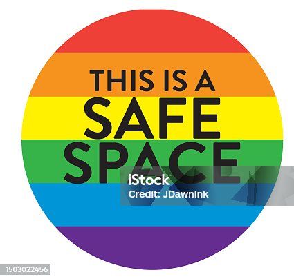 istock LGBTQIA This is a Safe Space circle icon label button or sign with pride rainbow on white background 1503022456