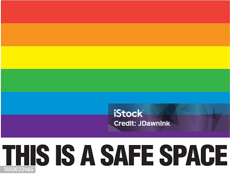 istock LGBTQIA This is a Safe Space icon or sign with pride flag 1503022465