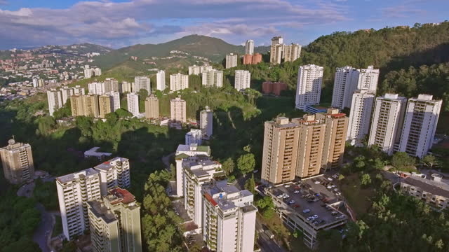Aerial view of residential district in a mayor capital city.