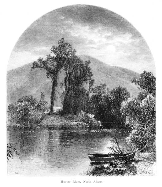 hoosac river by north adams, massachusetts, stany zjednoczone, geografia amerykańska - hoosac stock illustrations