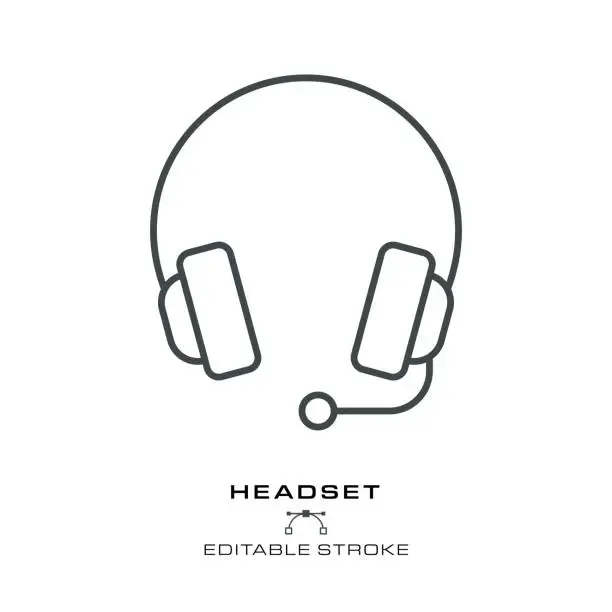 Vector illustration of Headset Icon - Editable Stroke