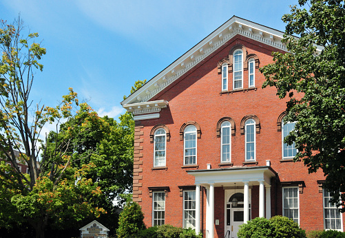 Portsmouth, New Hampshire, New England, USA: Old City Hall, red brick building on Daniel Street, historic district.