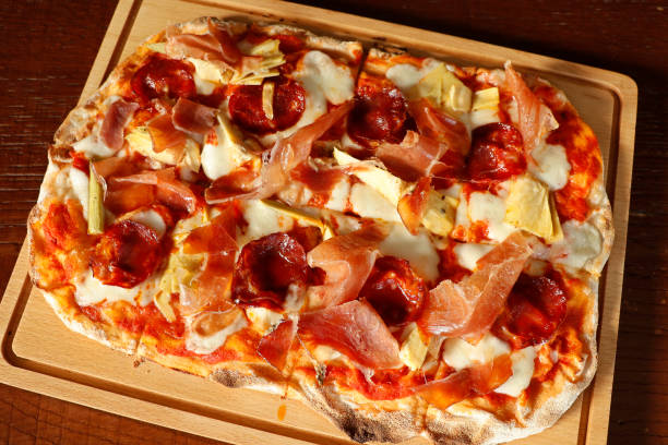 istock traditional italian pork ham and chorizo mozzarella pizza 1503046108