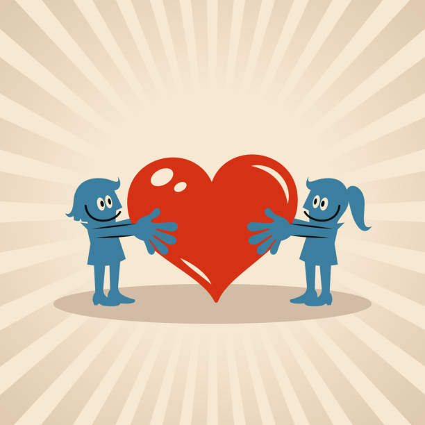 Two women holding a big love together Blue Cartoon Characters Design Vector Art Illustration.
Two women holding a big love together. couple hope sky blue stock illustrations