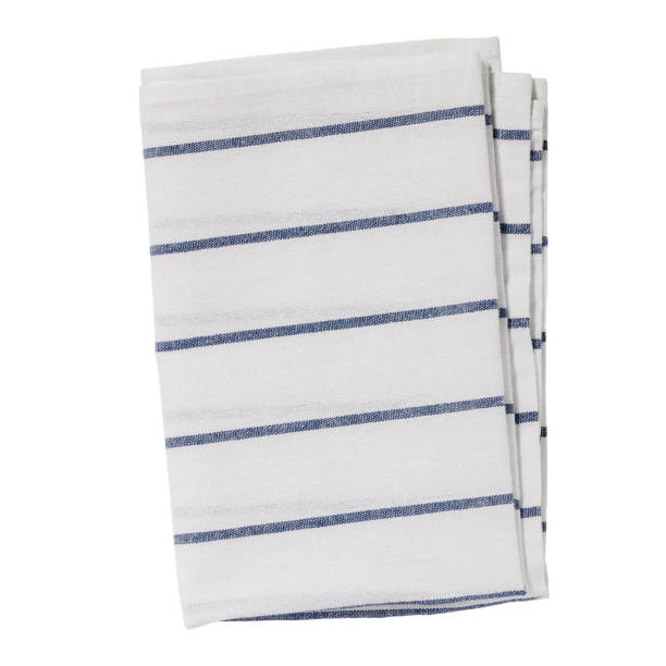istock White color folded cotton striped napkin isolated. Kitchen towel top view. Element for design 1503060873