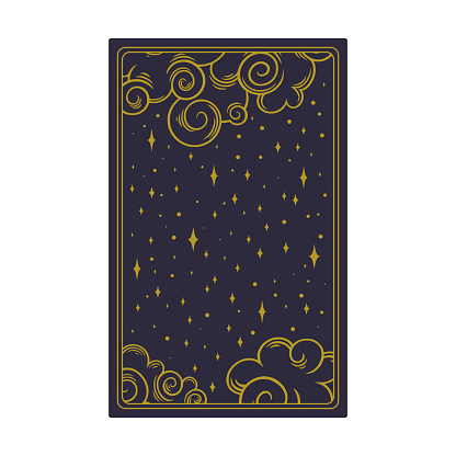 Tarot aesthetic golden card. Nocturnal tarot design for oracle card covers. Vector illustration isolated in blue background