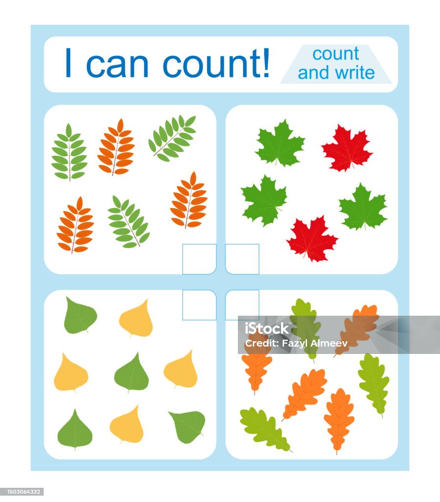 Math Activity For Kids I Can Count Vector Illustration Stock ...