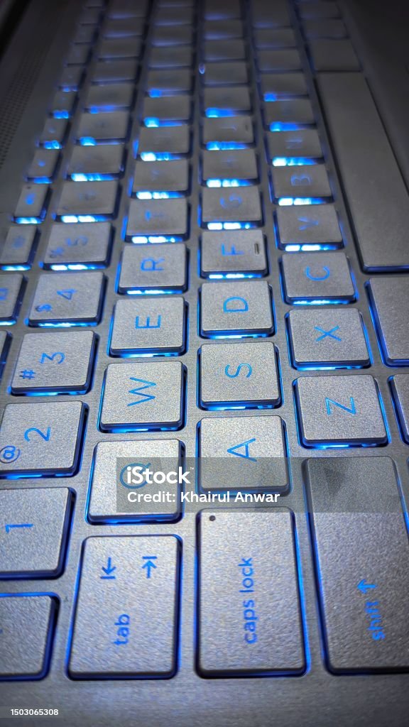 Laptop With Backlight Keyboard Laptop Keyboard Appearance With Backlight Stock Photo - Download Image
