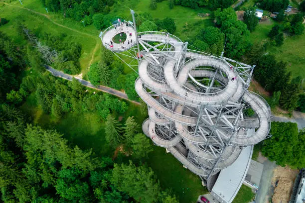 Photo of Sky Walk observation tower in mountains. Tourist attraction in Poland