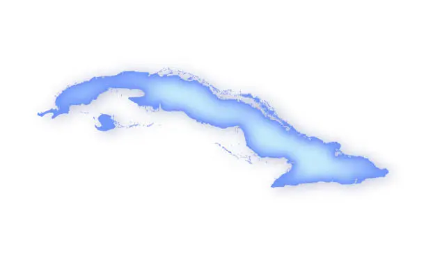Vector illustration of Cuba Soft Blue Vector Map Illustration
