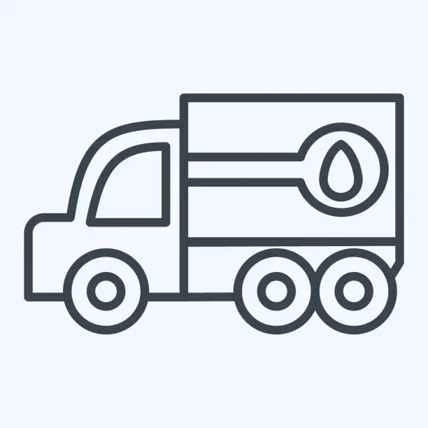 Vector illustration of Icon Fuel Truck. related to Construction Vehicles symbol. line style. simple design editable. simple illustration