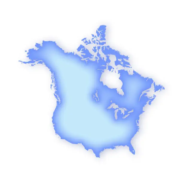 Vector illustration of North America, Canada and USA Soft Blue Vector Map Illustration