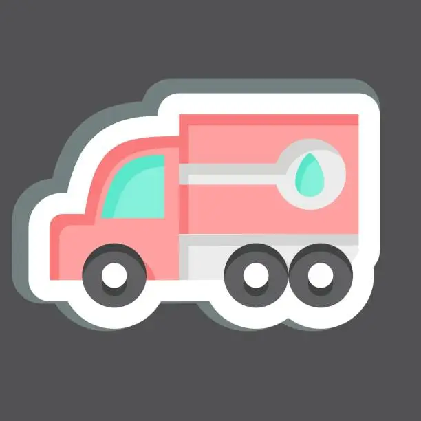 Vector illustration of Sticker Fuel Truck. related to Construction Vehicles symbol. simple design editable. simple illustration