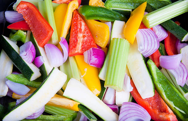 Mixed Chopped Vegetables stock photo