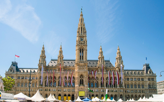 City hall of Vienna with a celebration in summer, Austria in Austria, Vienna, Vienna