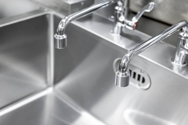 istock Commercial sink and two faucets in the kitchen 1503144210