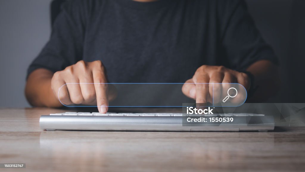 Searching Using Man Using Computer Searching Browsing Internet Data Information ...