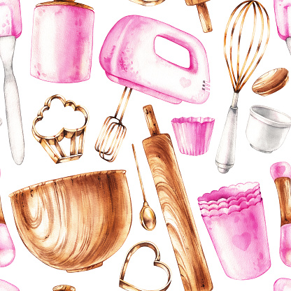 Baking Machine Abstract Pattern Of Tools For Baking On A White Background Stock Illustration ...