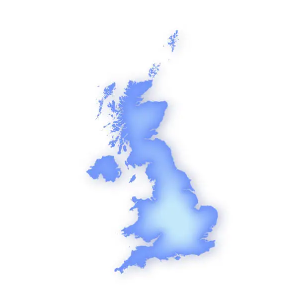 Vector illustration of Uk Map Including North Isles Soft Blue Vector Map Illustration