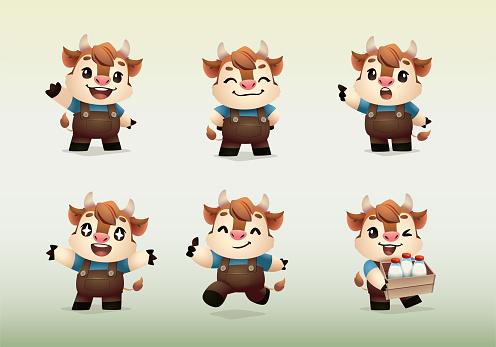 istock Animal farm milk Cow mascot character collection set 1503173010