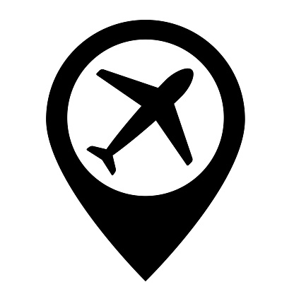 icon showing the location of the airport on the map