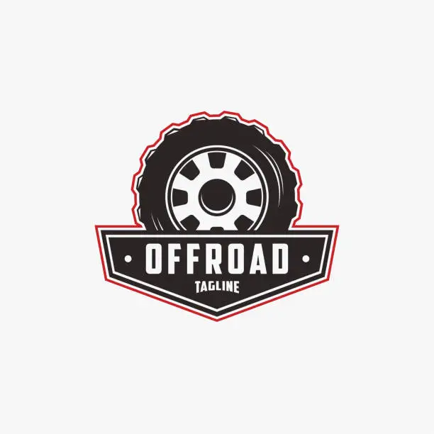Vector illustration of Offroad tire wheel logo, offroad club logo vector concept on white background