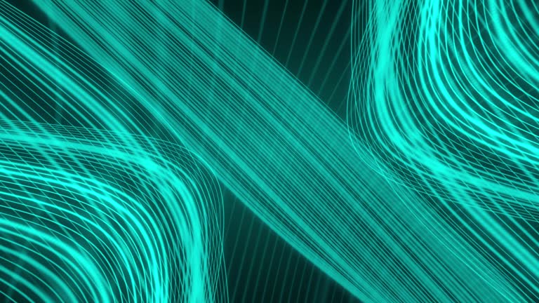 Digital silk wire waves  Abstract digital geometric lights background , Digital particle cyber or technology background, Animation of seamless loop backdrop 4k corporate presentation empty wallpaper