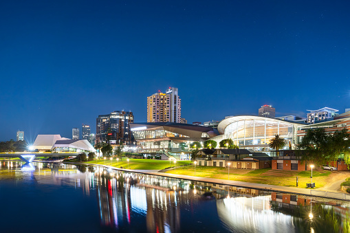 The river torrens and the City of Adelaide Skyline