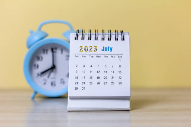 istock Desktop calendar for July 2023 for planning on the table. 1503204656