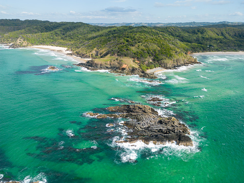 Aerial view of Broken Head near Byron Bay and Ballina, New South Wales, Australia