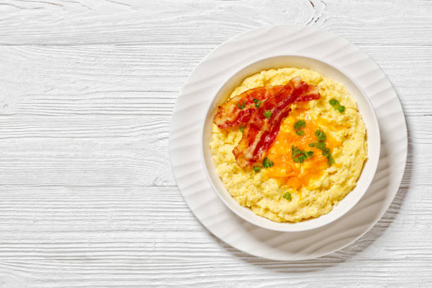 istock Cheddar Cheese Grits Casserole with bacon slices 1503207065