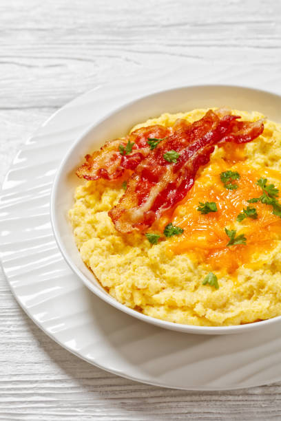 istock Cheddar Cheese Grits Casserole with bacon slices 1503207078
