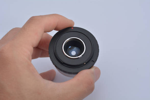 istock Manual lens on hand, on white background 1503210430